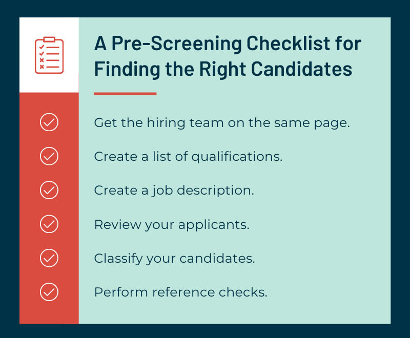 Pre Screening Checklist